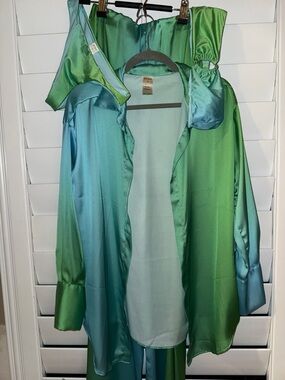 Baobab Collection Green-Blue Satin Bikini + cover up set